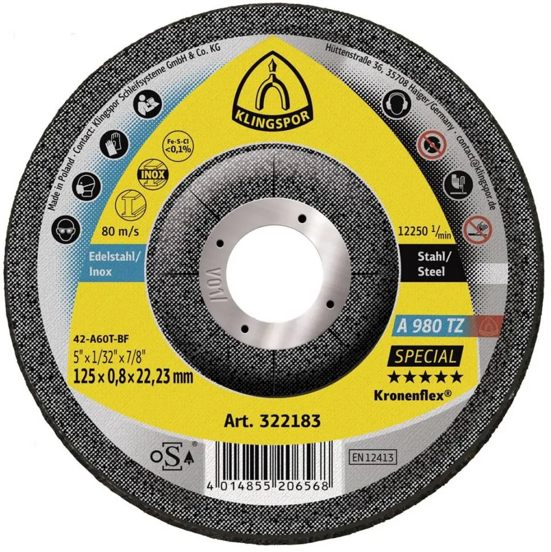 Klingspor A 980 TZ Special 322183 Doorslijpschijf 125mm - 25 Stuks