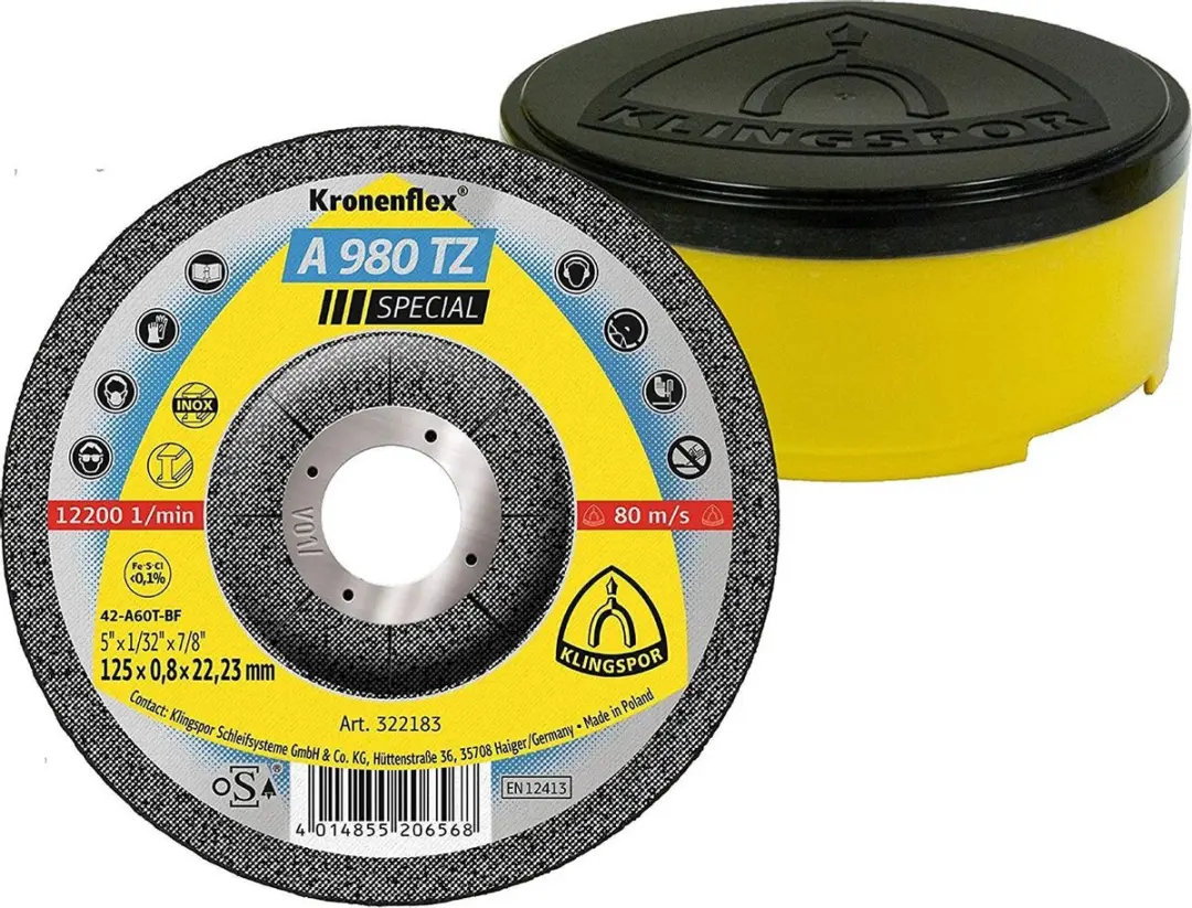 Klingspor A 980 TZ Special 322183 Doorslijpschijf gebogen 125 mm 25 stuk(s) RVS,