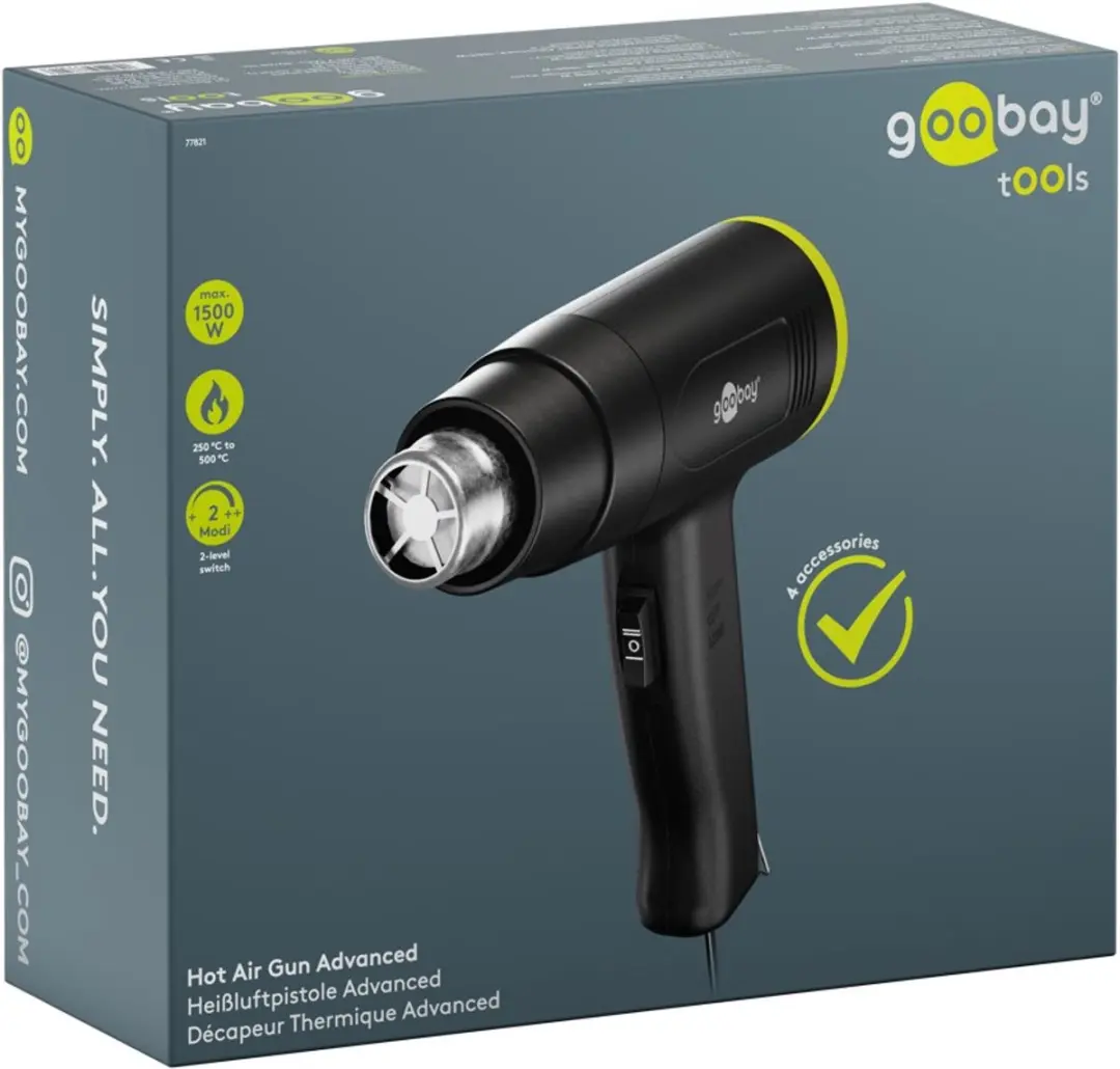 Goobay Advanced Heteluchtpistool 1500W - 2 standen