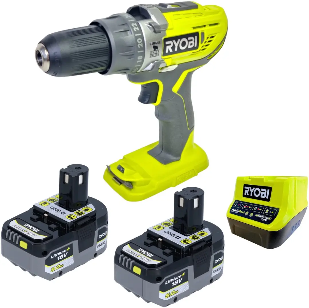 Ryobi R18PD3-0 accu-klopboormachine 18 V 50 Nm + 2x accu 5,0 Ah + oplader