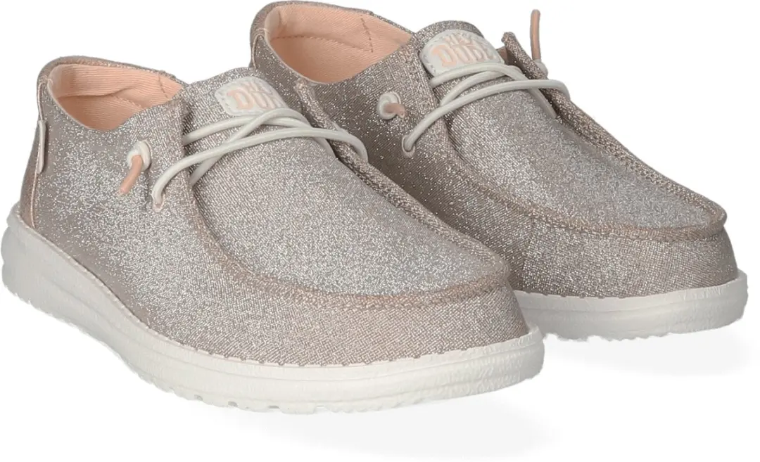 HEYDUDE Wendy Metallic Sparkle Instappers - Roze Maat 40