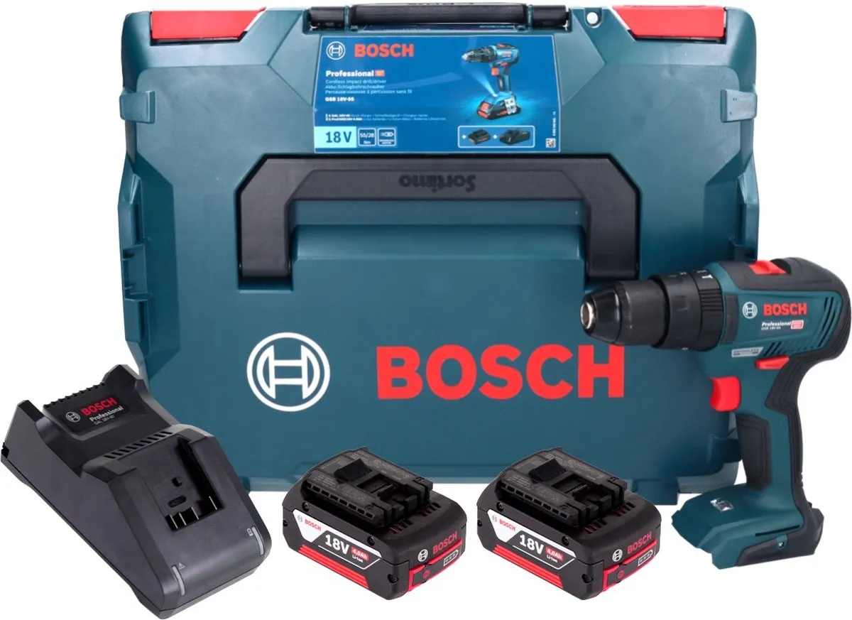 Bosch Professional GSB 18V-55 Accuboormachine - 2x 18V accu's