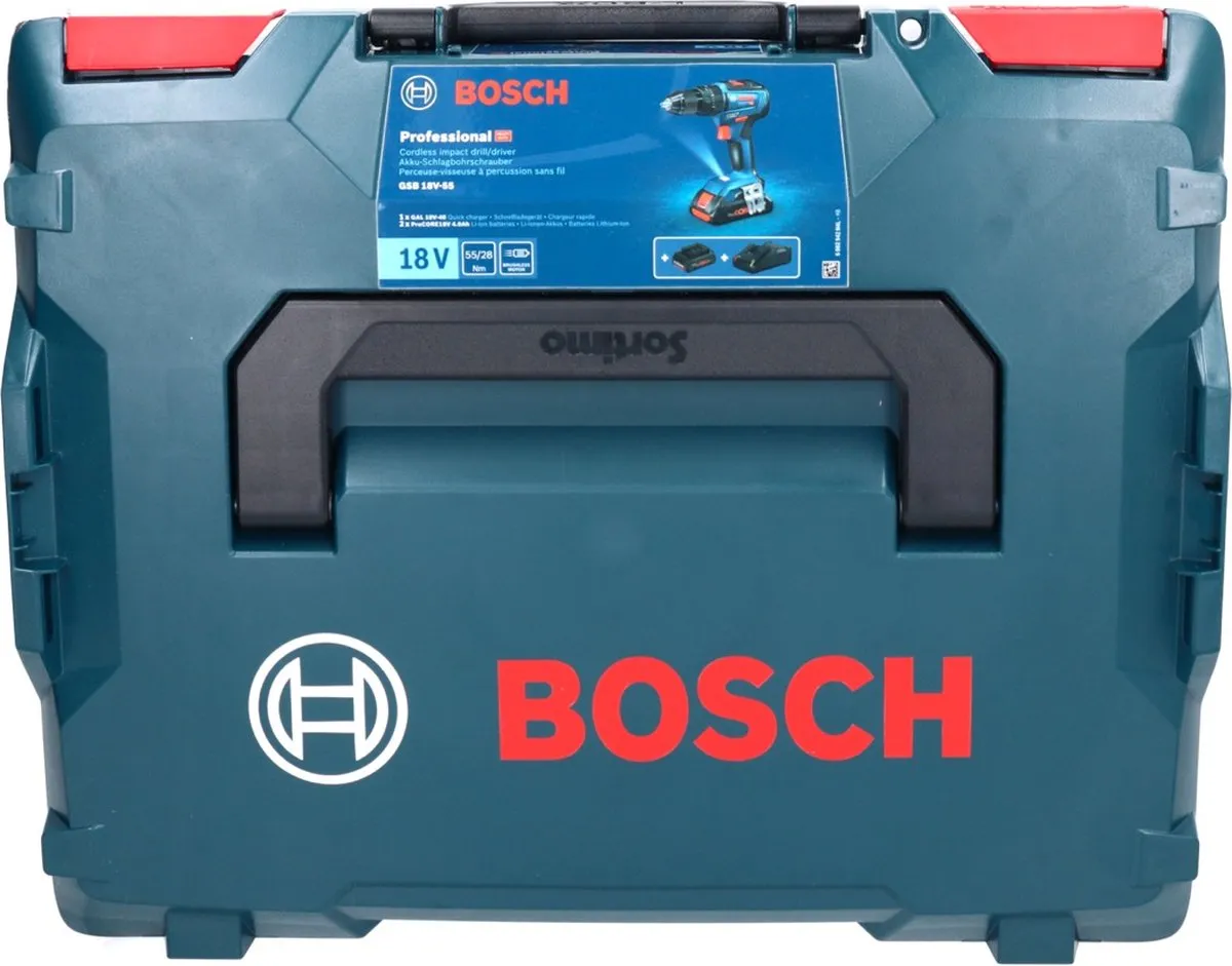 Bosch Professional GSB 18V-55 Accuboormachine - 2x 18V accu's