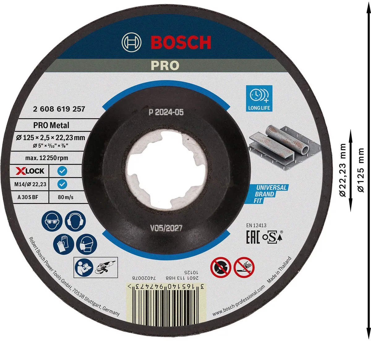 Bosch Professional X-LOCK Doorslijpschijf 125mm Metaal