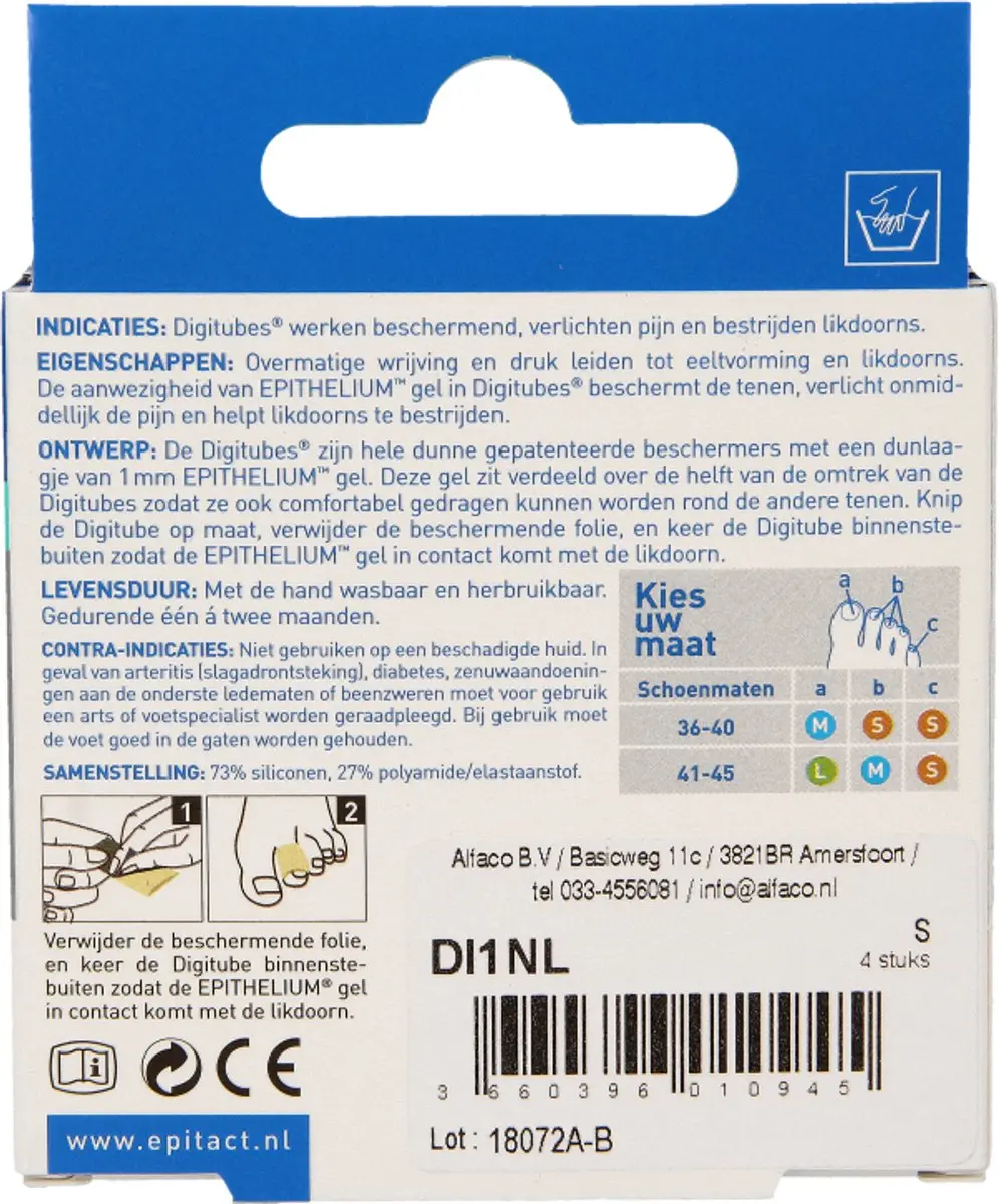 Epitact Digitubes S - 4 Stuks 5cm - Naturel