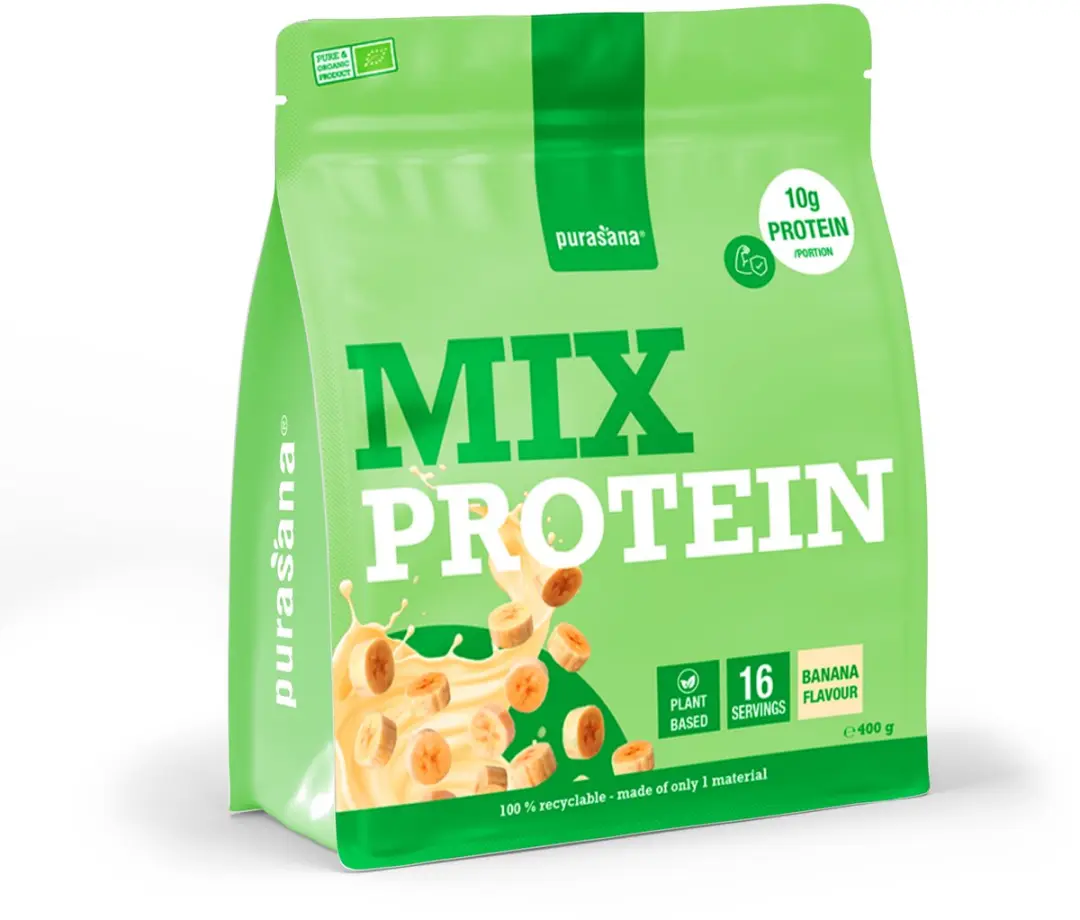 Purasana Mix Protein Powder Banana 400g - afbeelding 2 van 6