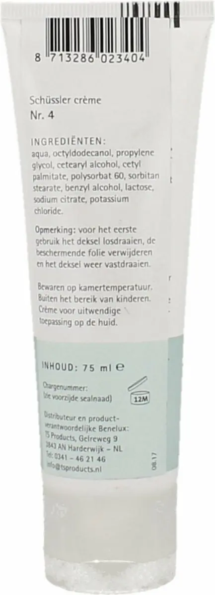 Pfluger Schüssler Zout 4 Kalium Chloratum D4 Crème 75ml