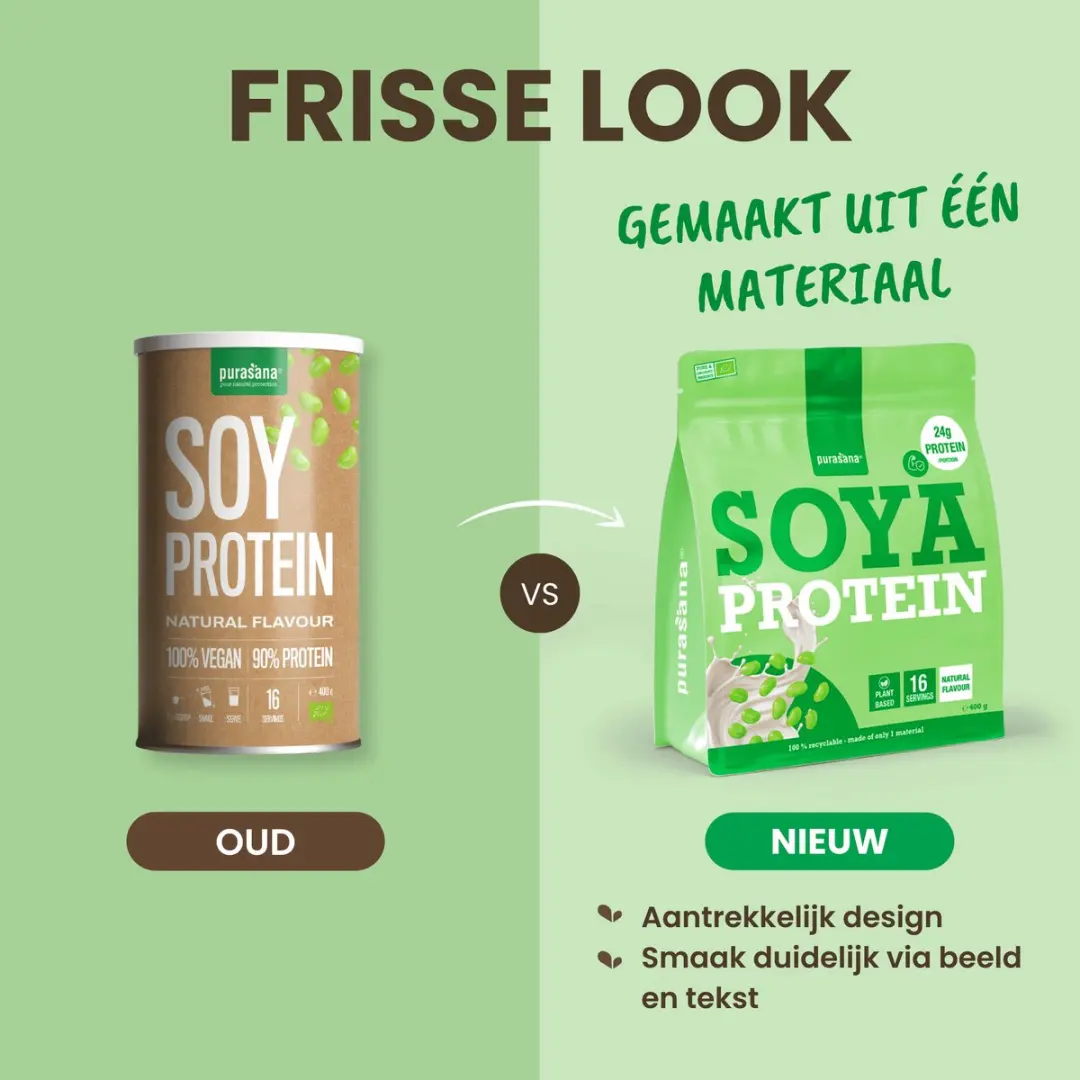 Purasana Soya Protein Powder Natural 400g - afbeelding 4 van 6