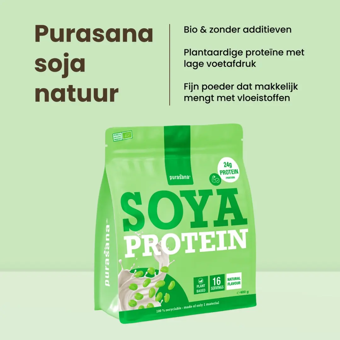 Purasana Soya Protein Powder Natural 400g - afbeelding 5 van 6
