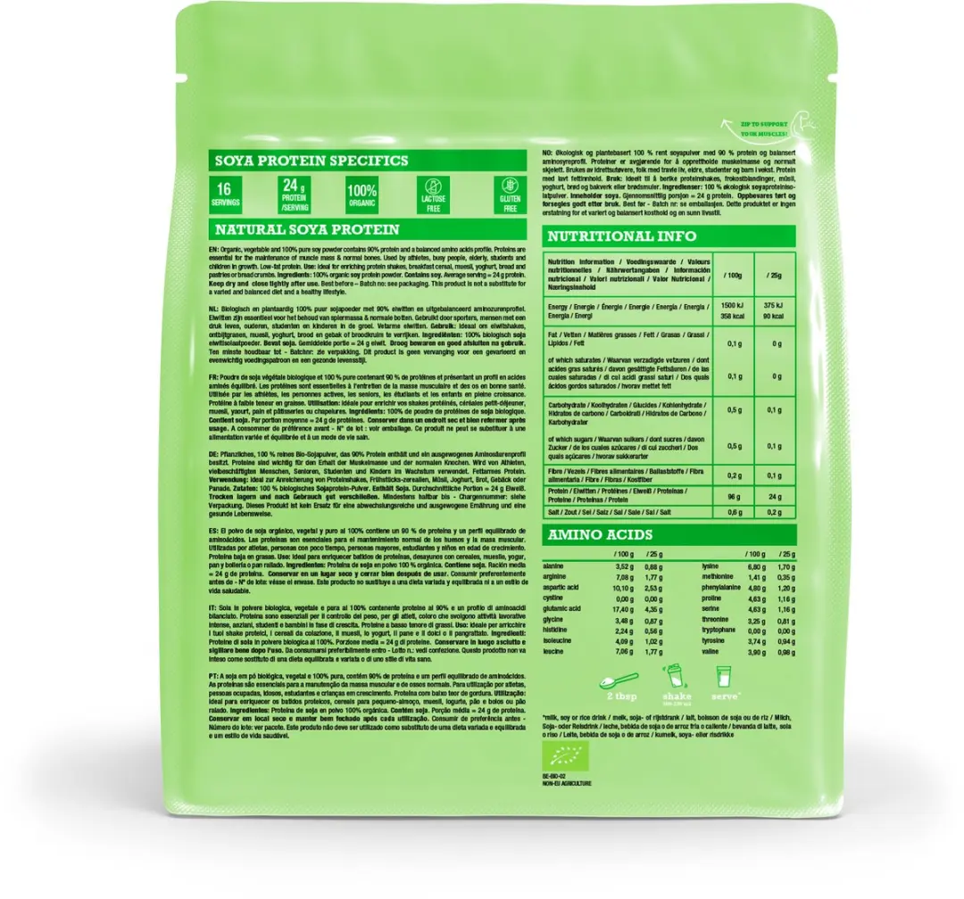 Purasana Soya Protein Powder Natural 400g - afbeelding 2 van 6