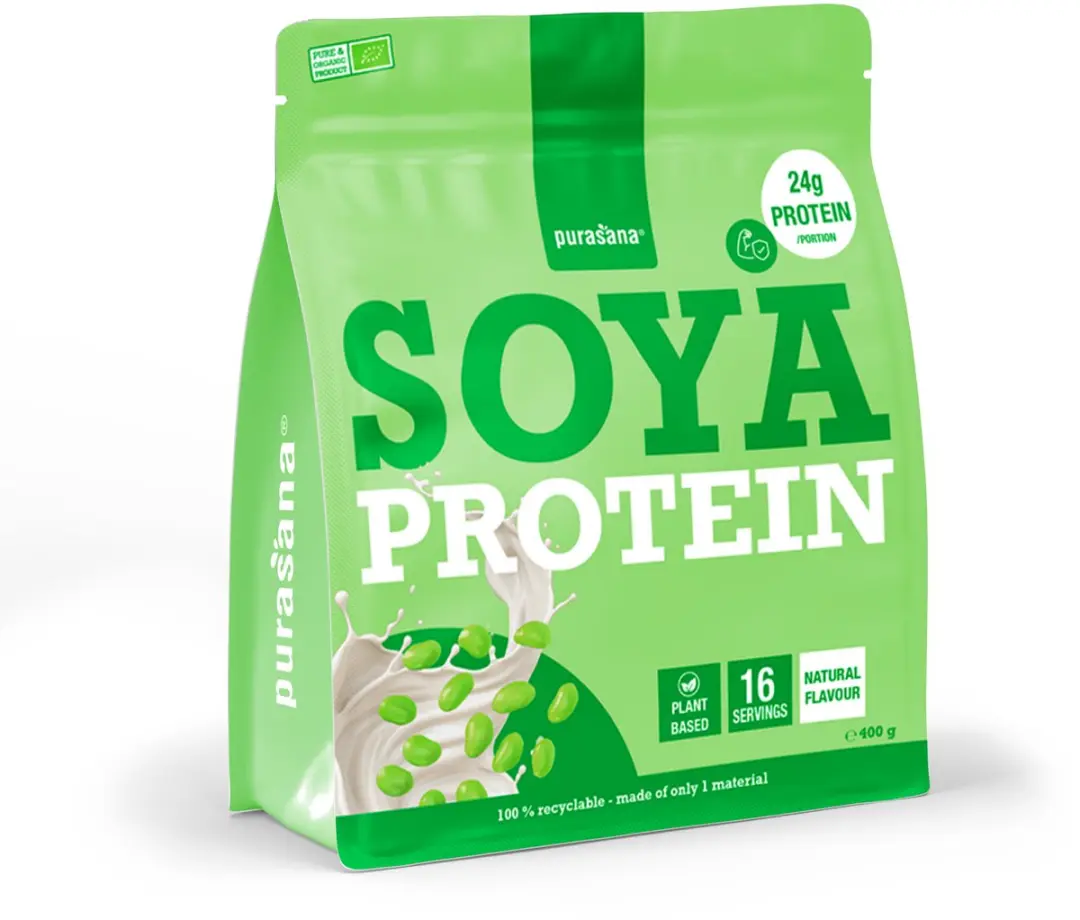 Purasana Soya Protein Powder Natural 400g - afbeelding 3 van 6