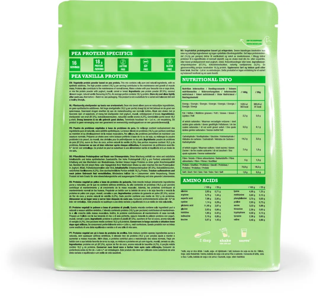 Purasana Pea Protein Poeder Vanille 400g - afbeelding 2 van 6