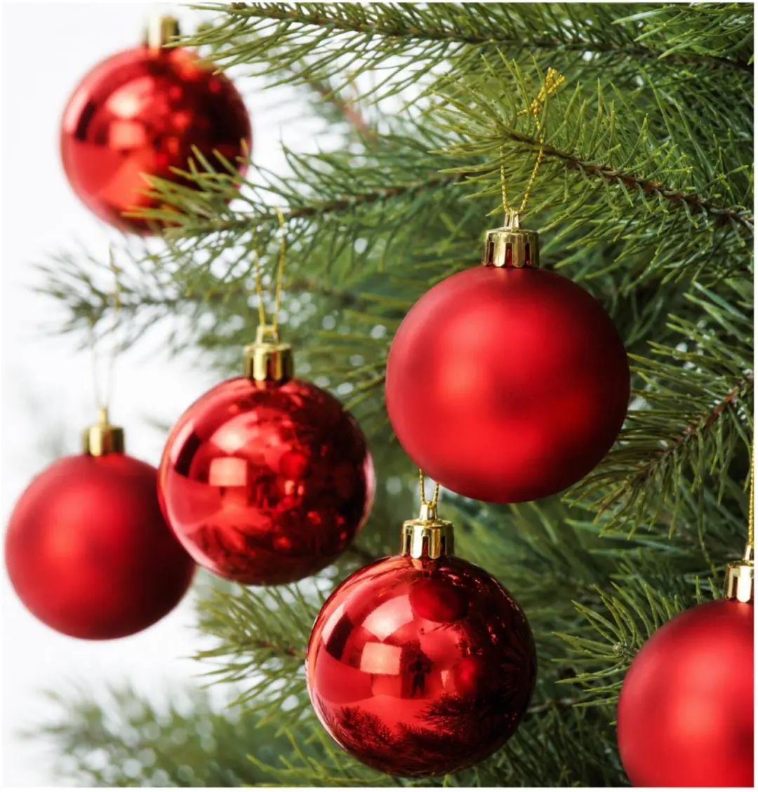 Decoris kerstballen - 24x st - rood - D6 cm - kunststof - mat/glans - kerstversiering