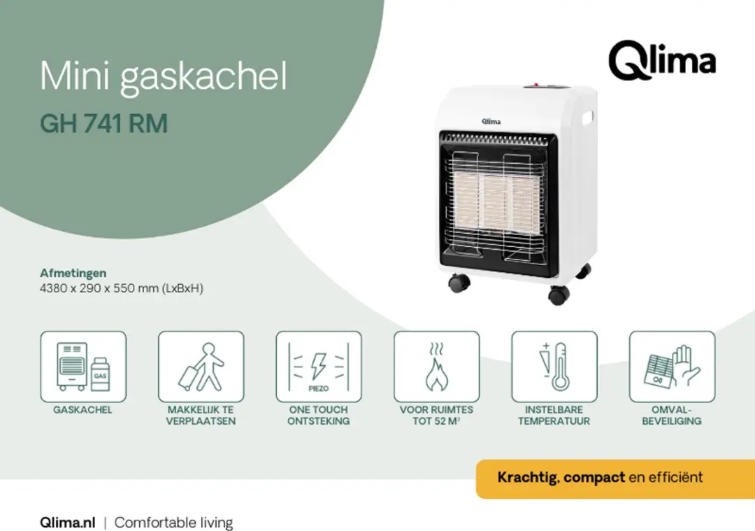 Qlima GH 741 RM Gaskachel 4100W - Wit