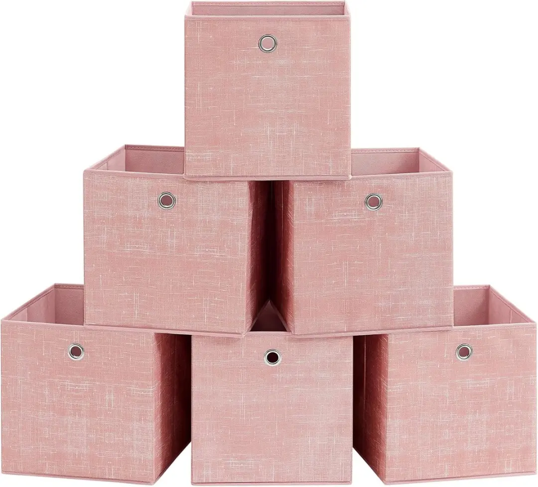 SONGMICS Opbergdoos, Set van 6, Vouwdoos met Handvat, 30 x 30 x 30 cm Organisati