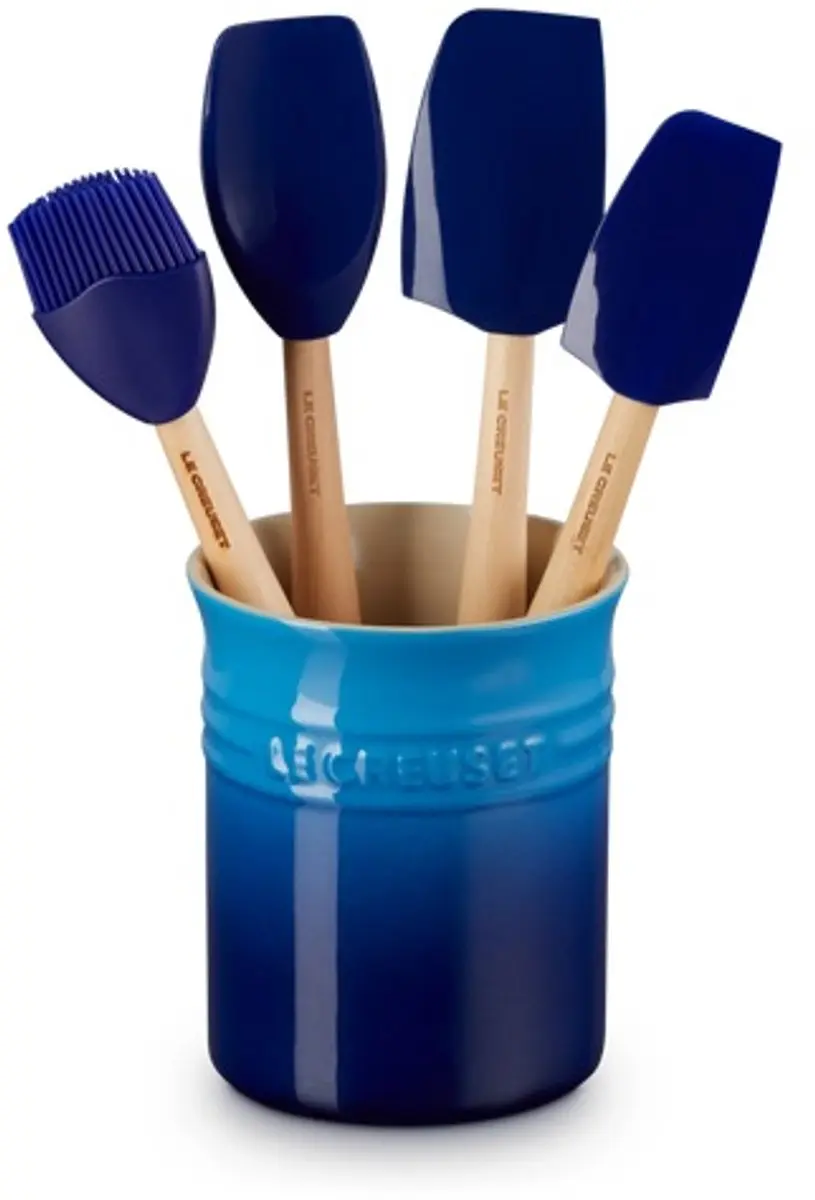 Le Creuset aardewerken spatelpot met 4 spatels