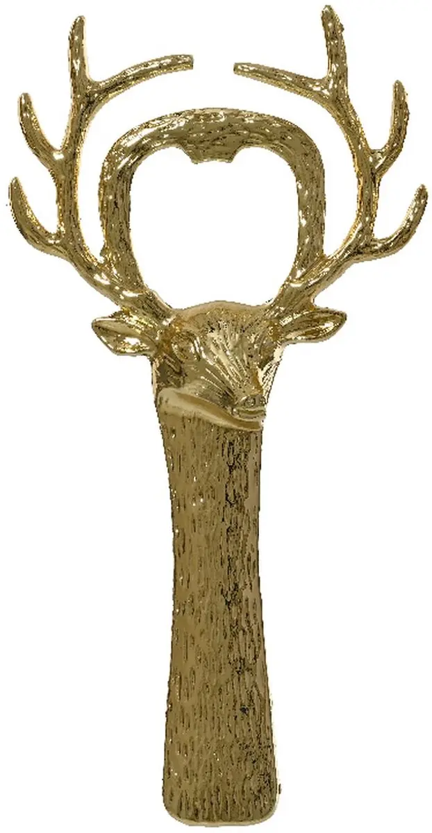 Kaemingk kerst flesopener hert goudkleurig 13,5 x 7 cm