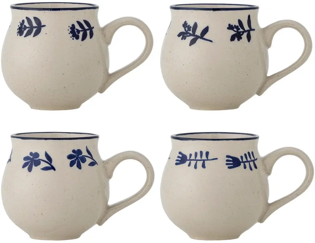 Bloomingville Mokkenset Eimy - 4 Stuks - Aardewerk - Blauw