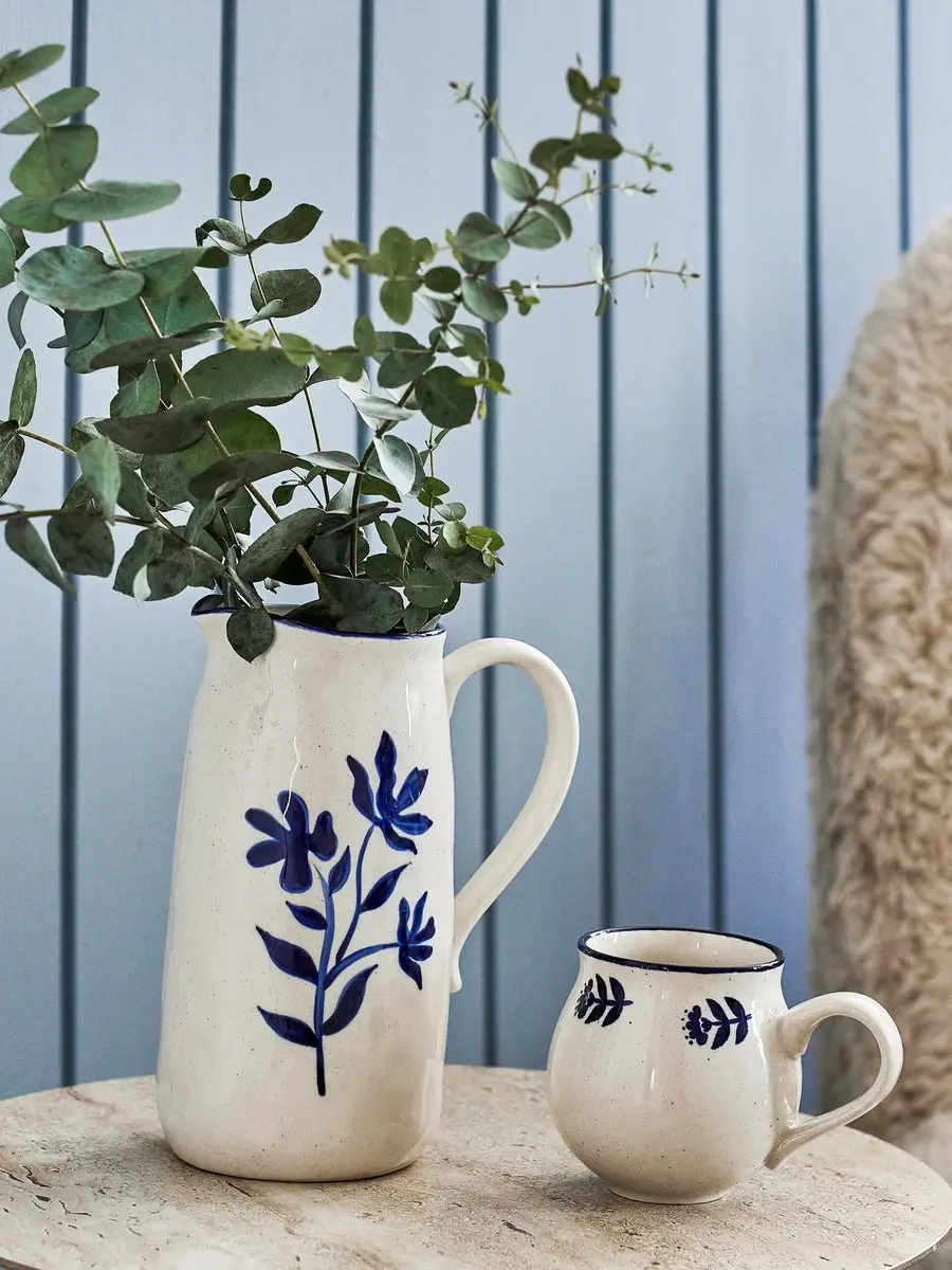 Bloomingville Mokkenset Eimy - 4 Stuks - Aardewerk - Blauw