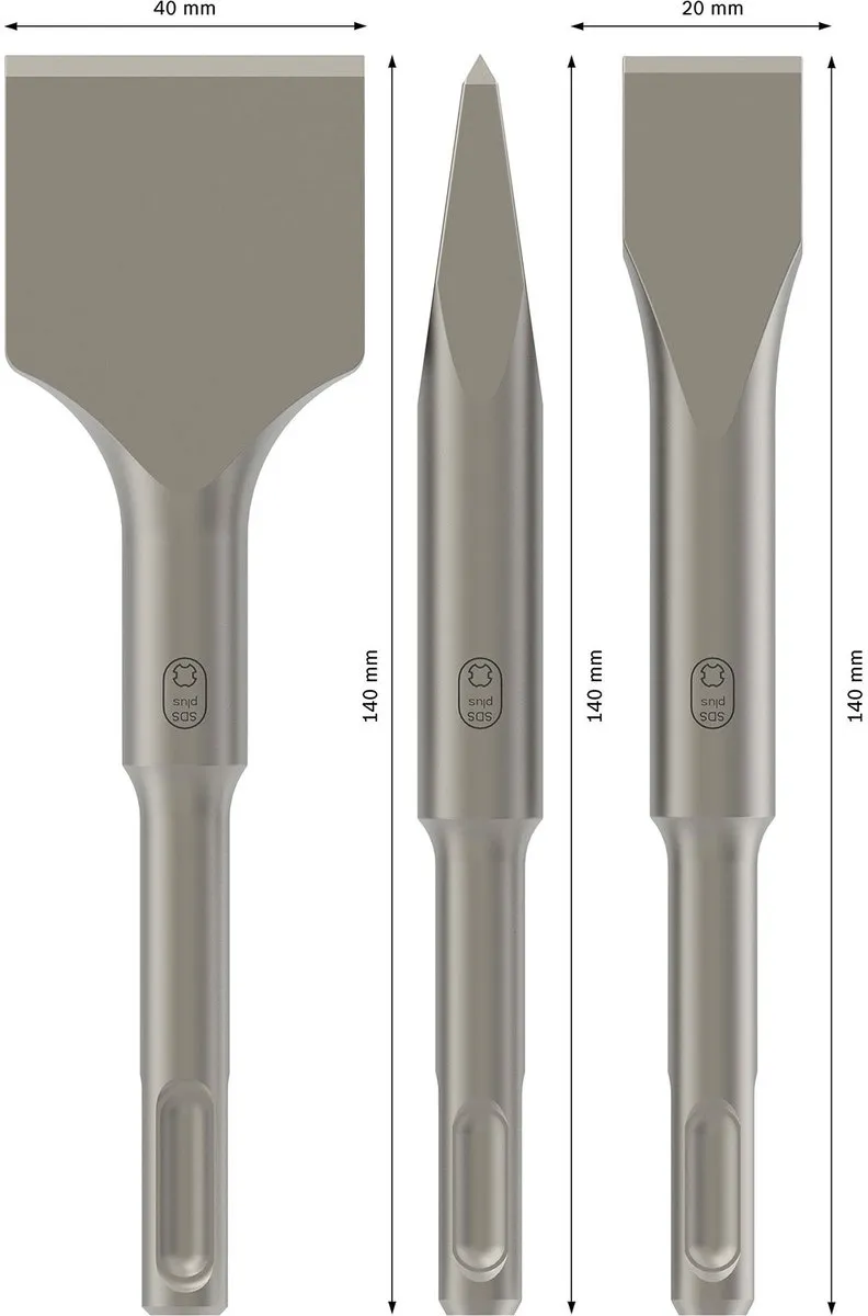 Bosch Professional 3D Meißel-Set SDS-Plus 2608690180 - 3-delig