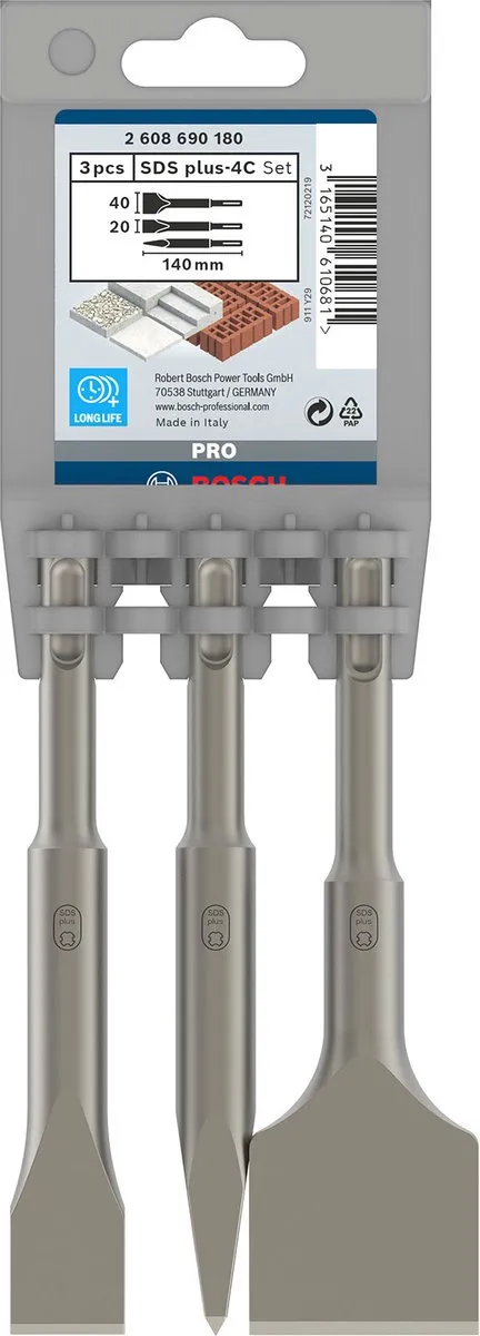 Bosch Professional 3D Meißel-Set SDS-Plus 2608690180 - 3-delig