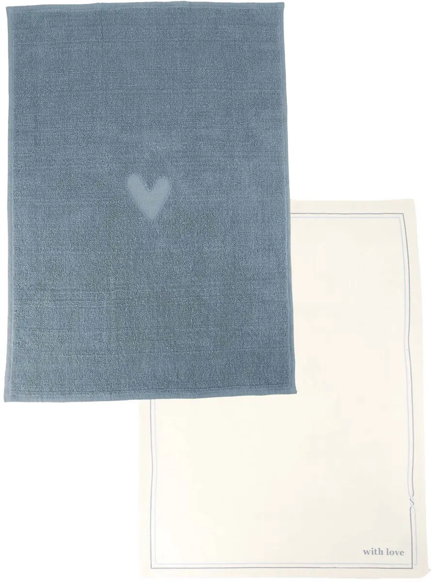 Zusss Kitchen Set With Love 100% Katoen White / Ash Blue