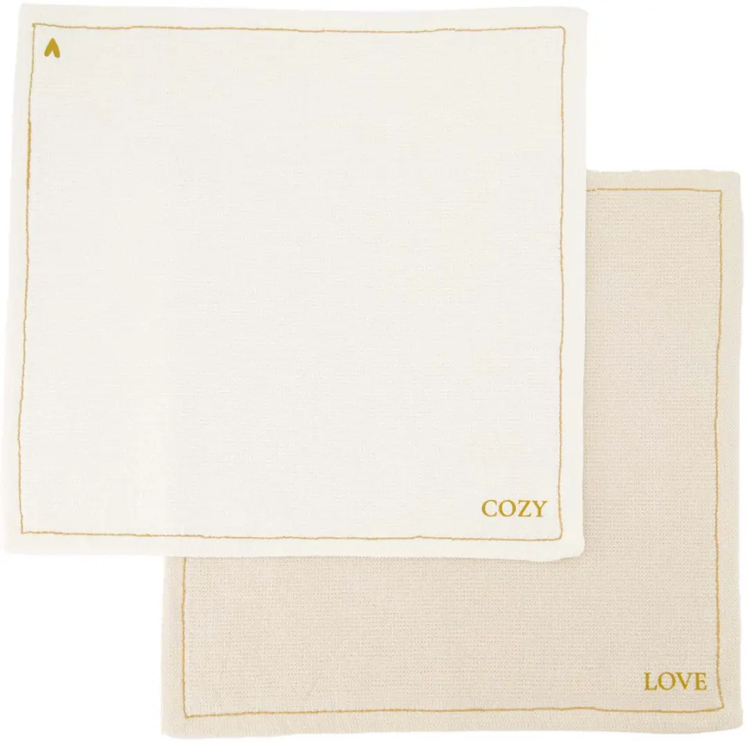 Zusss Set Of 4 Dish Cloths Love 100% Katoen White / Gold