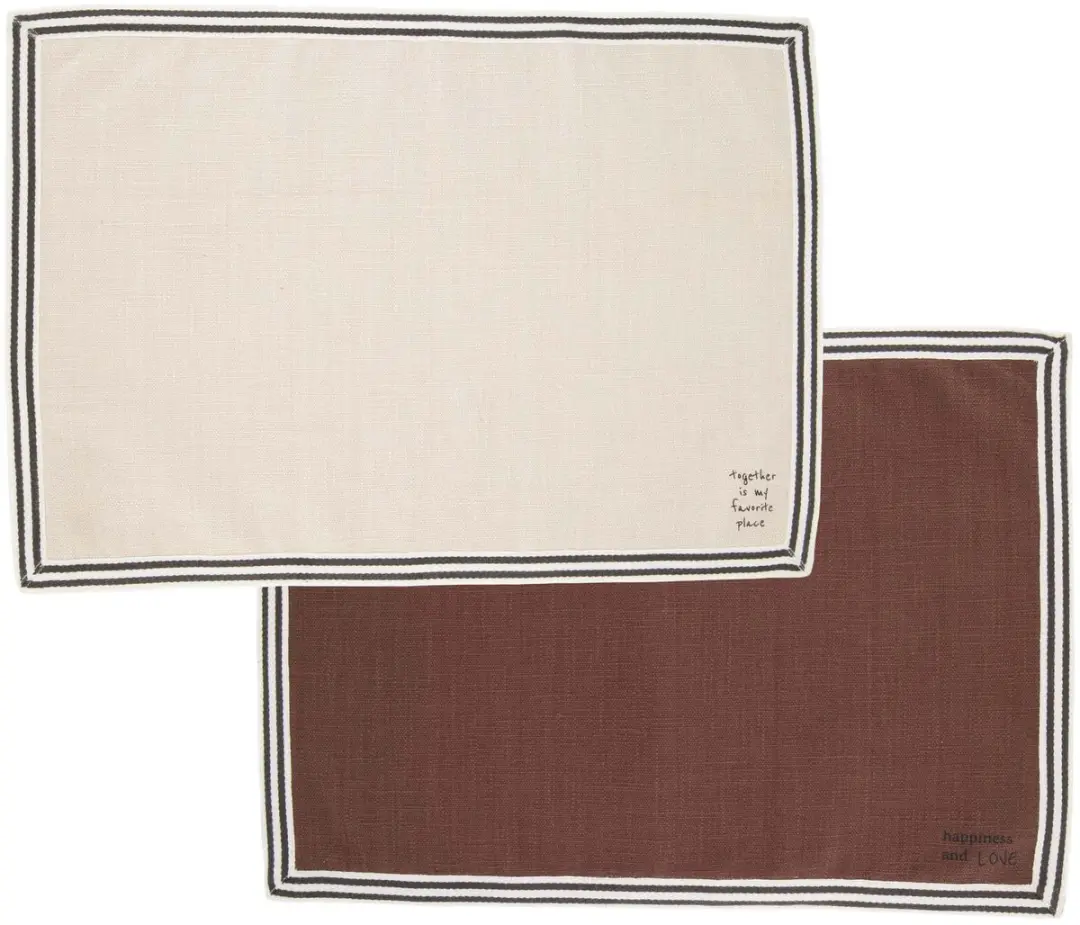 Zusss Set Of 2 Double‑Sided Placemats Favorite Place/Happiness 100% Katoen San
