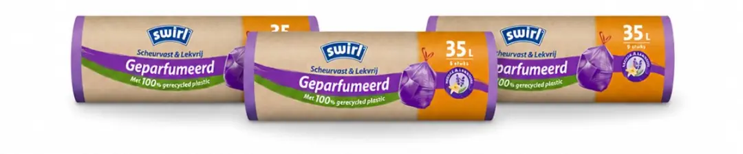 3 x Swirl – Pedaalemmerzakken – Trekband Geparfumeerd Vanille & Lavendel – 35 L – 9 zakken - Bulkverpakking - 3 stuks