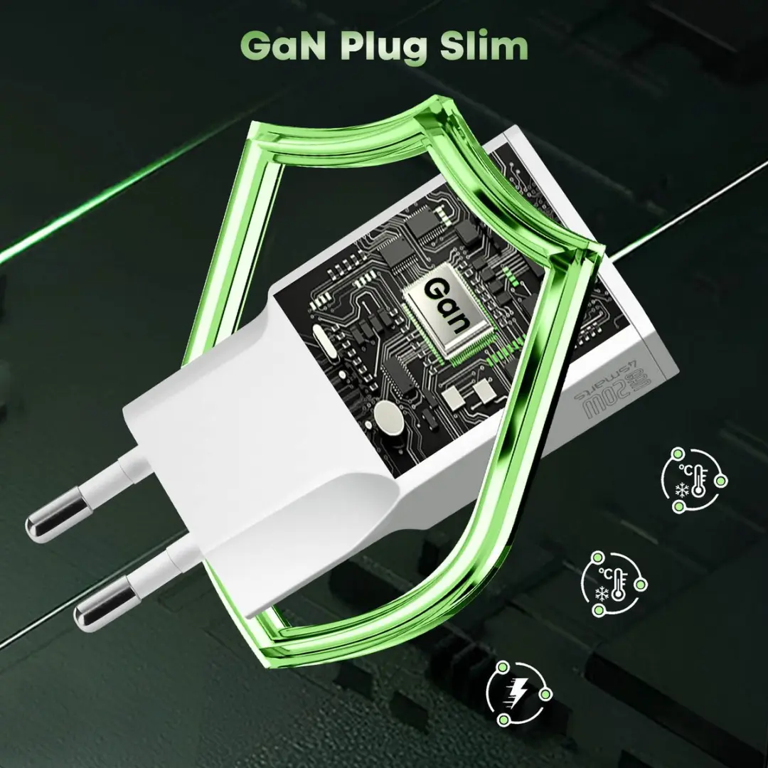 4Smarts 541122 GaN Oplader 20W - USB-C PD + USB-A QC - Wit - afbeelding 4 van 6