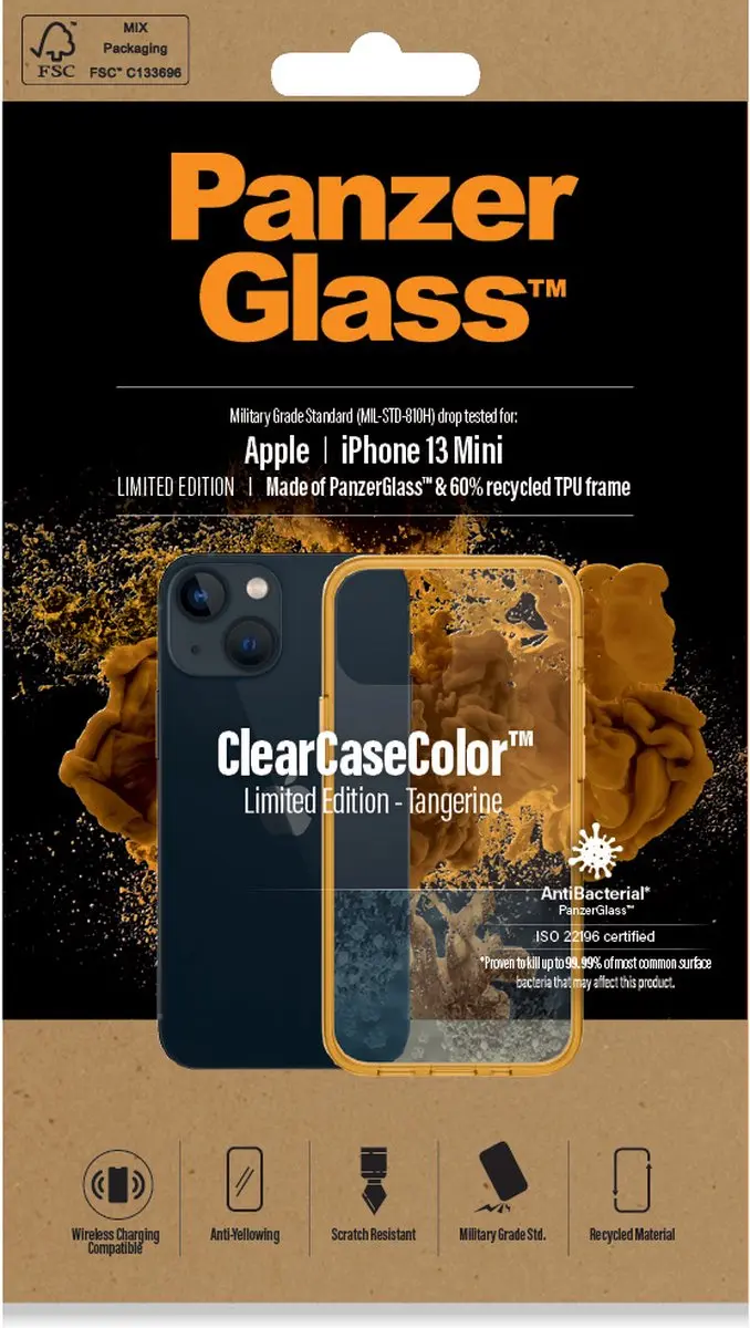 PanzerGlass ClearCaseColor PZ-0328 iPhone 13 Mini - Oranje - afbeelding 5 van 6