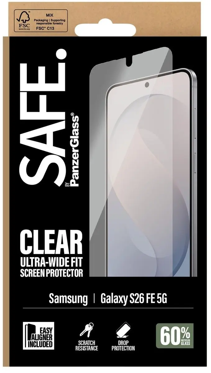 PanzerGlass SAFE Ultra-Wide Screenprotector S26 FE - EasyAligner - afbeelding 5 van 6