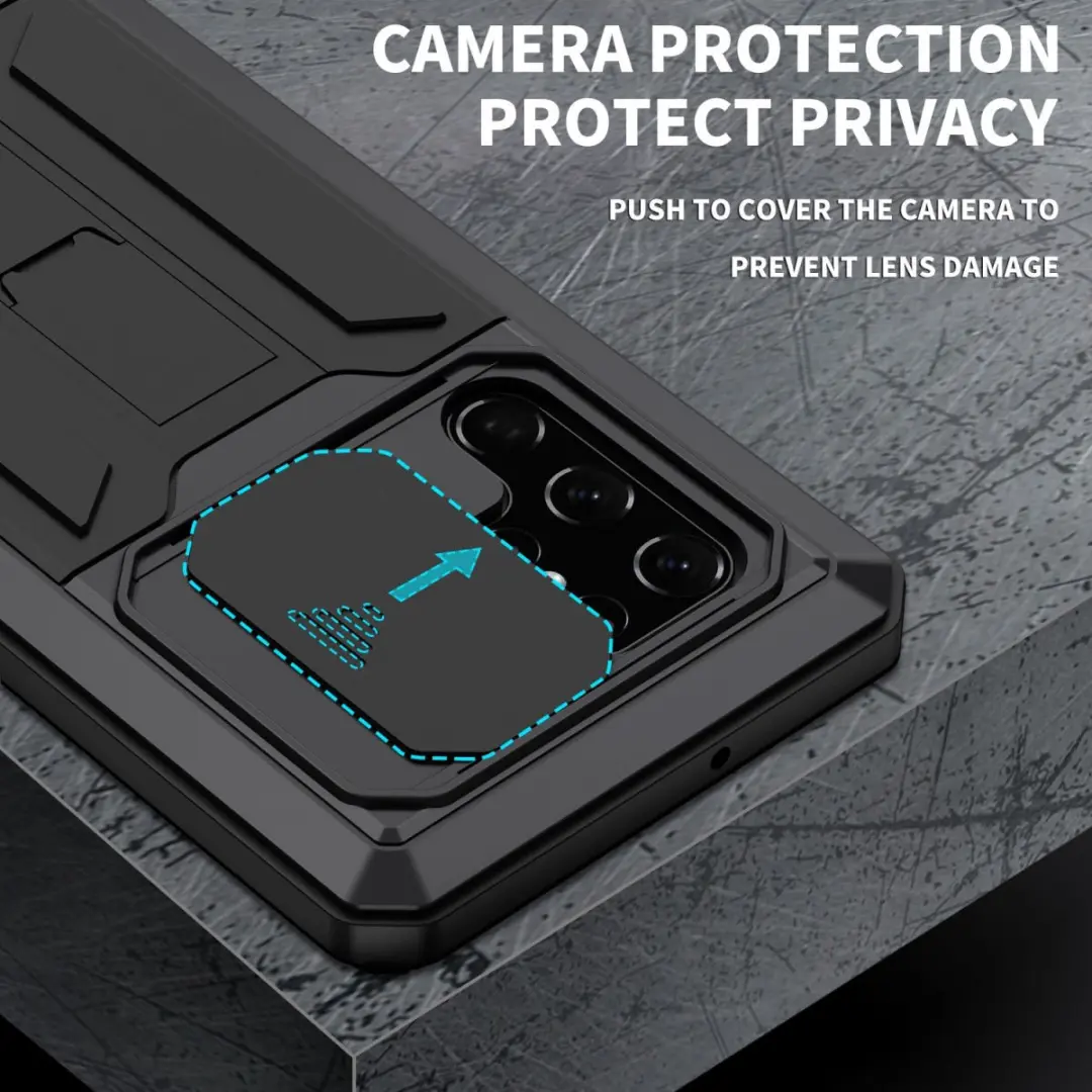 R-Just Sliding Camera Hoesje Zwart - Samsung Galaxy S22 Ultra - afbeelding 4 van 6
