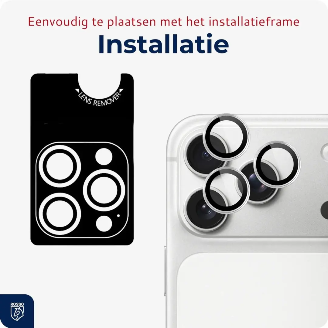 Rosso Camera Frame Protector iPhone 18 Pro/Max - 9H Glas - Zilver - afbeelding 4 van 6