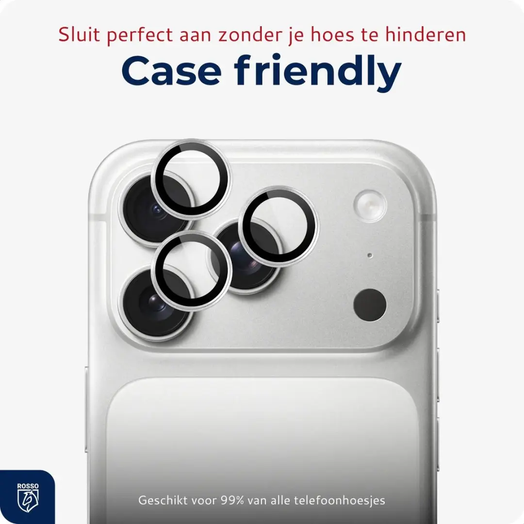 Rosso Camera Frame Protector iPhone 18 Pro/Max - 9H Glas - Zilver - afbeelding 2 van 6