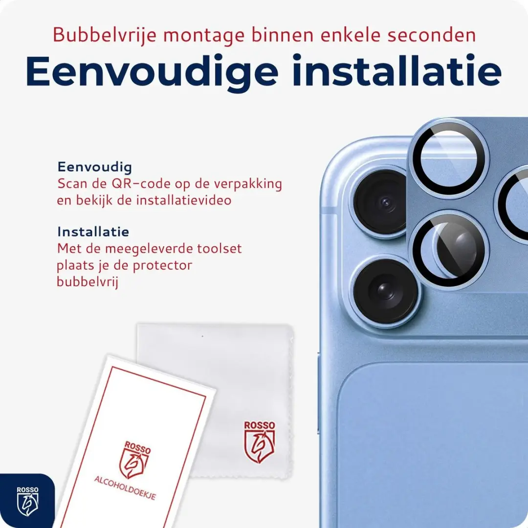 Rosso Camera Protector iPhone 18 Pro - Ultra Dun Glas - Matched Licht Blauw - afbeelding 6 van 6