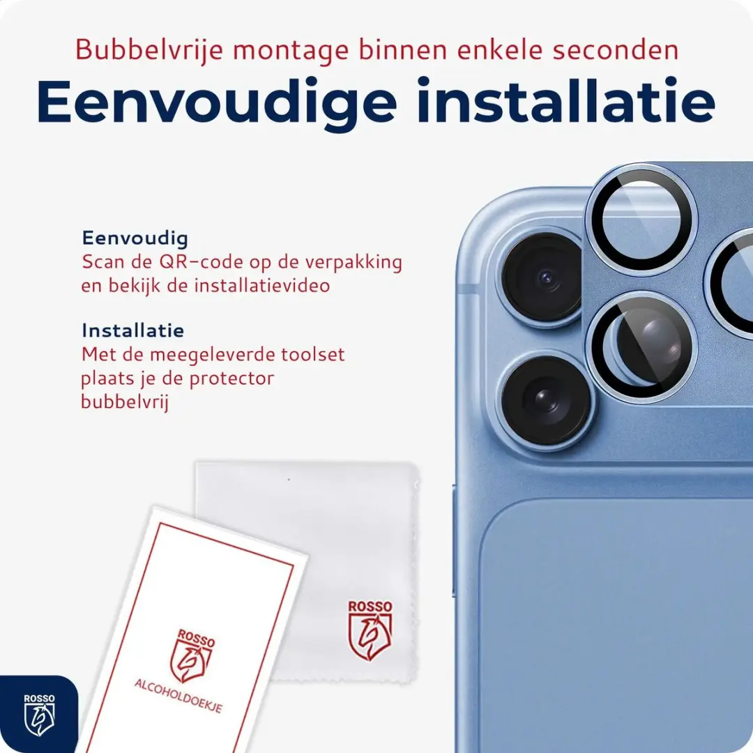Rosso Camera Protector iPhone 18 Pro Max - Ultra Dun Glas - Matched Licht Blauw - afbeelding 4 van 6
