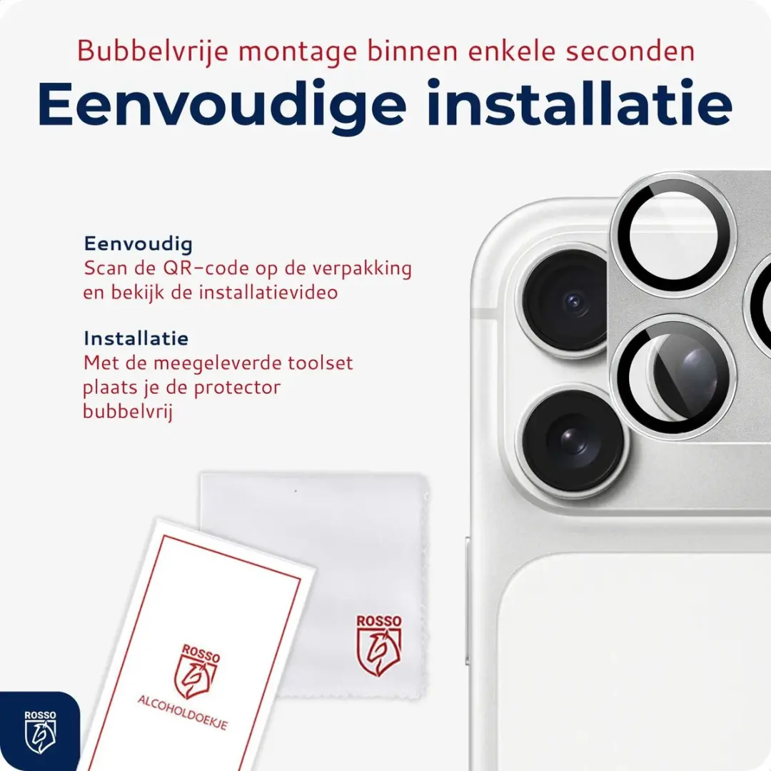Rosso Camera Protector iPhone 18 Pro Max - Ultra Dun Glas - Matched Zilver - afbeelding 6 van 6