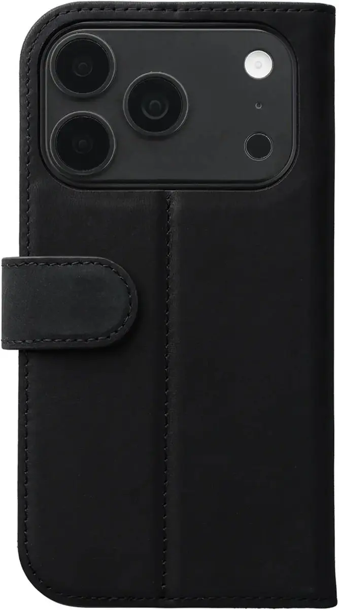 Rosso Elite 262773 Hoesje iPhone 18 Pro - Echt Leer Zwart - 3 Pasjes - afbeelding 6 van 6