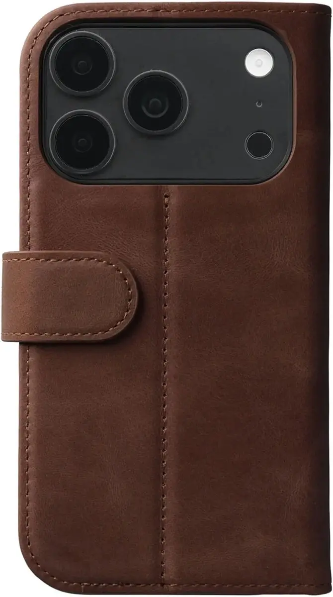 Rosso Elite 262774 Hoesje iPhone 18 Pro - Echt Leer Bruin - 3 Pasjes - afbeelding 2 van 6