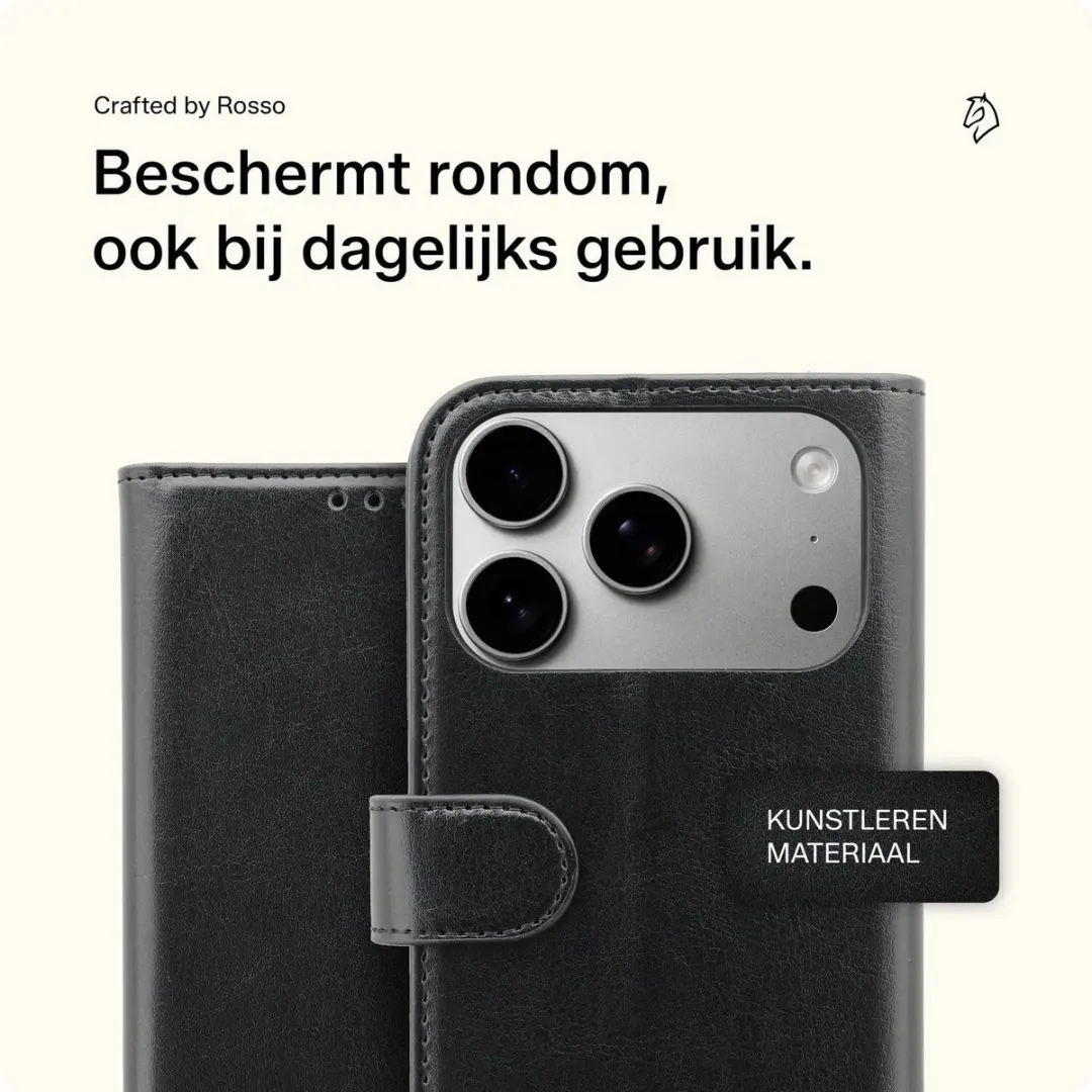 Rosso Element Wallet Book Case iPhone 18 Pro - 3 Pasjes - Zwart - afbeelding 4 van 6