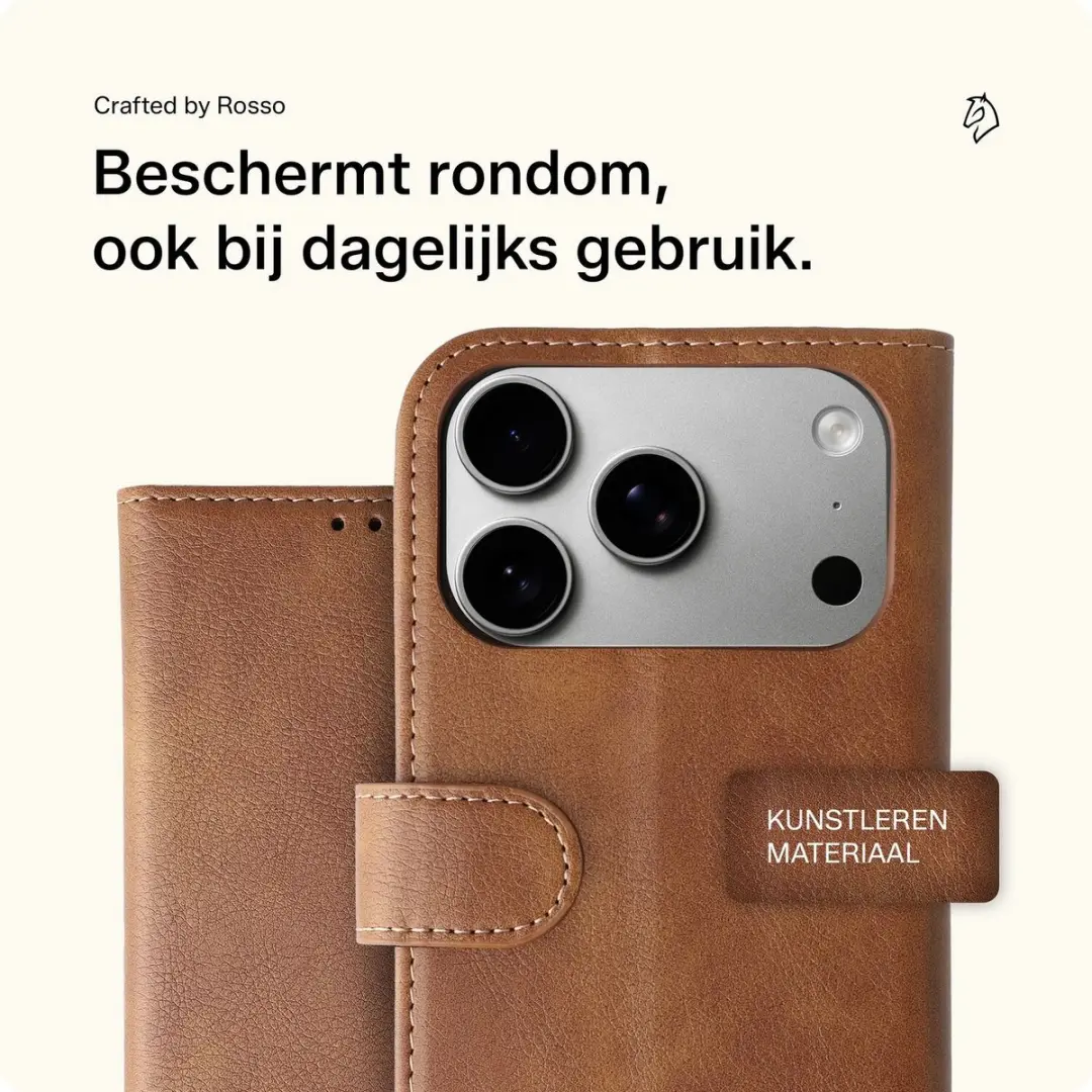 Rosso Element Wallet Book Case iPhone 18 Pro - 3 Pasjes - Bruin - afbeelding 5 van 6
