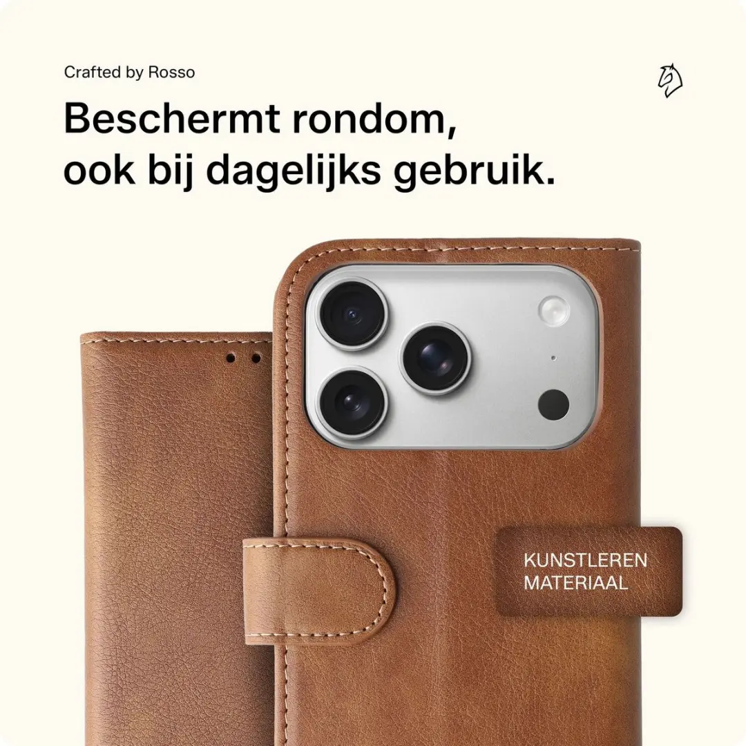 Rosso Element Wallet Book Case iPhone 18 Pro - 3 Pasjes - Bruin - afbeelding 6 van 6
