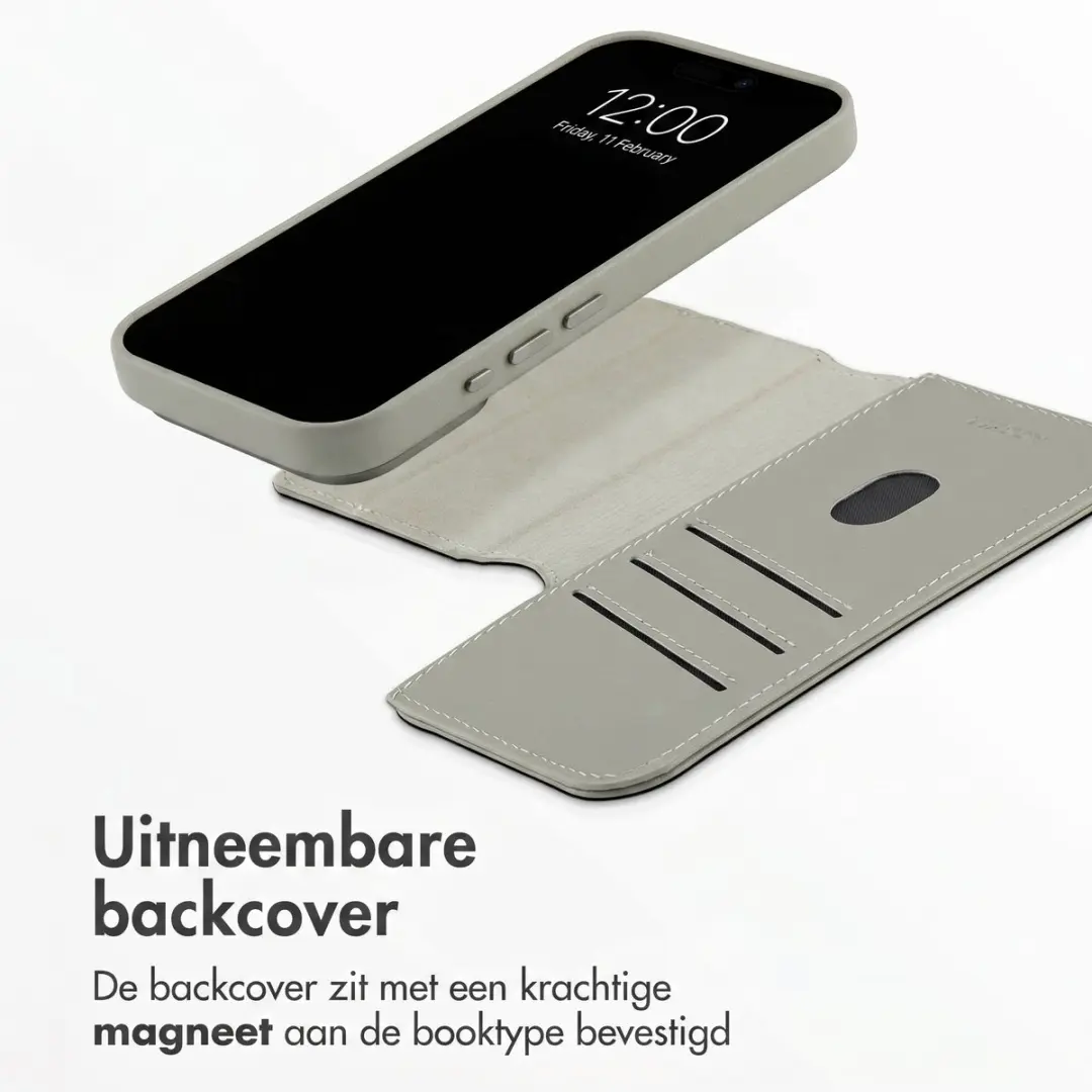 Accezz Hoesje iPhone 18/17 Pro Max - Leather Bookcase 3 Pasjes - Light Grey - afbeelding 5 van 6