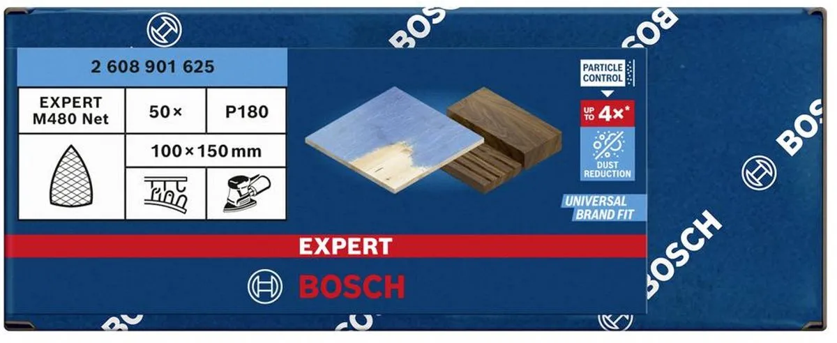Bosch Professional EXPERT M480 Schuurnet 100x150mm K180 - 50 Stuks