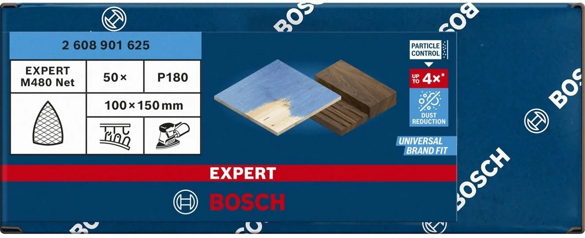 Bosch Professional EXPERT M480 Schuurnet 100x150mm K180 - 50 Stuks