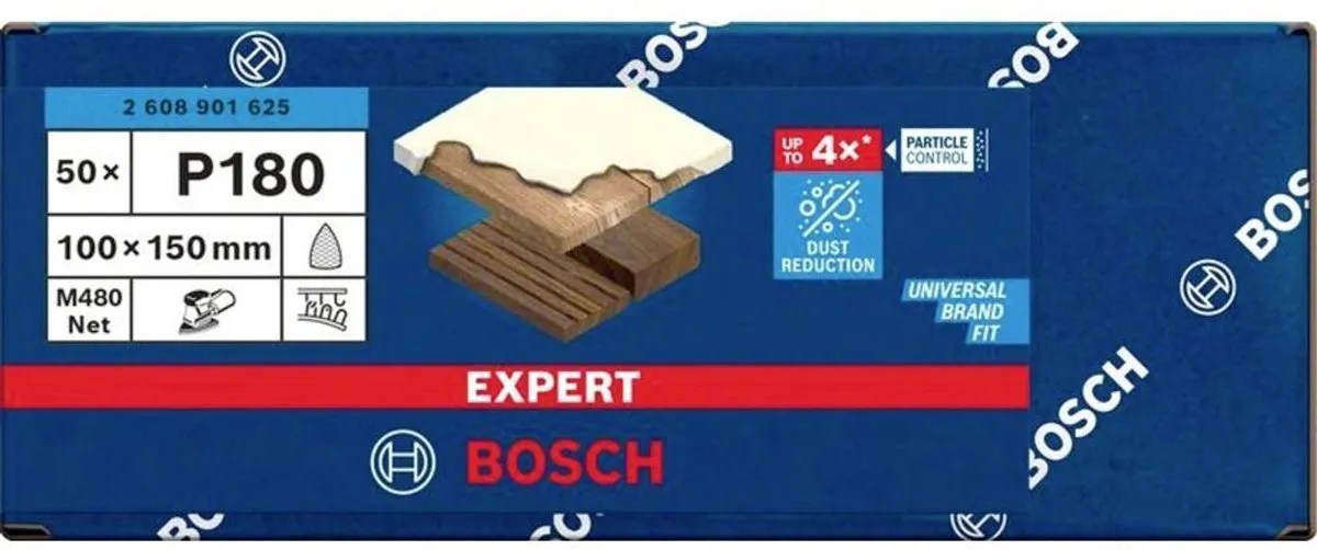 Bosch Professional EXPERT M480 Schuurnet 100x150mm K180 - 50 Stuks