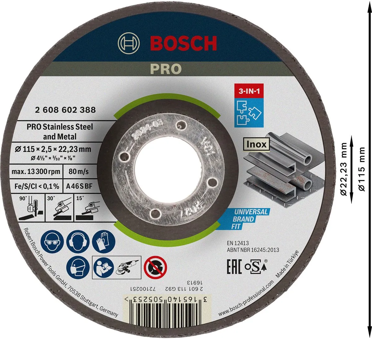 Bosch Professional 3IN1 115x2,5x22,23mm - 3-in-1 Schijf