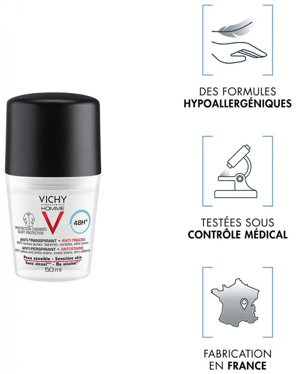VICHY Homme Deo Roller 50ml - 48 uur
