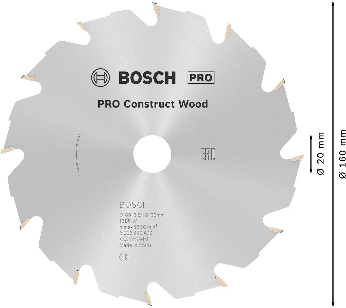 Bosch Professional Cirkelzaagblad Construct Wood 160mm - Hout